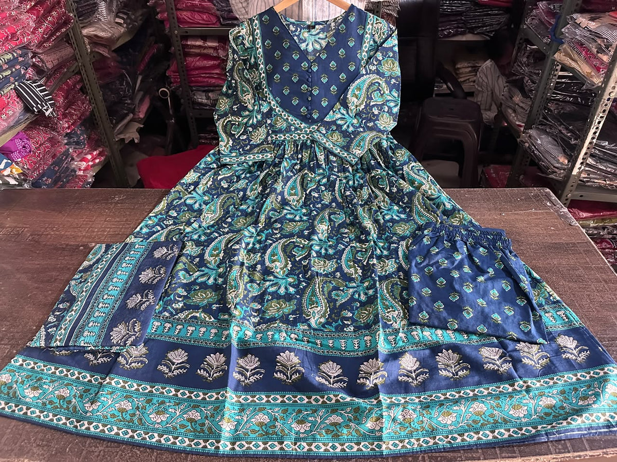 Kashish Rust Brown Paisley Print Anarkali Suit Set with Dupatta