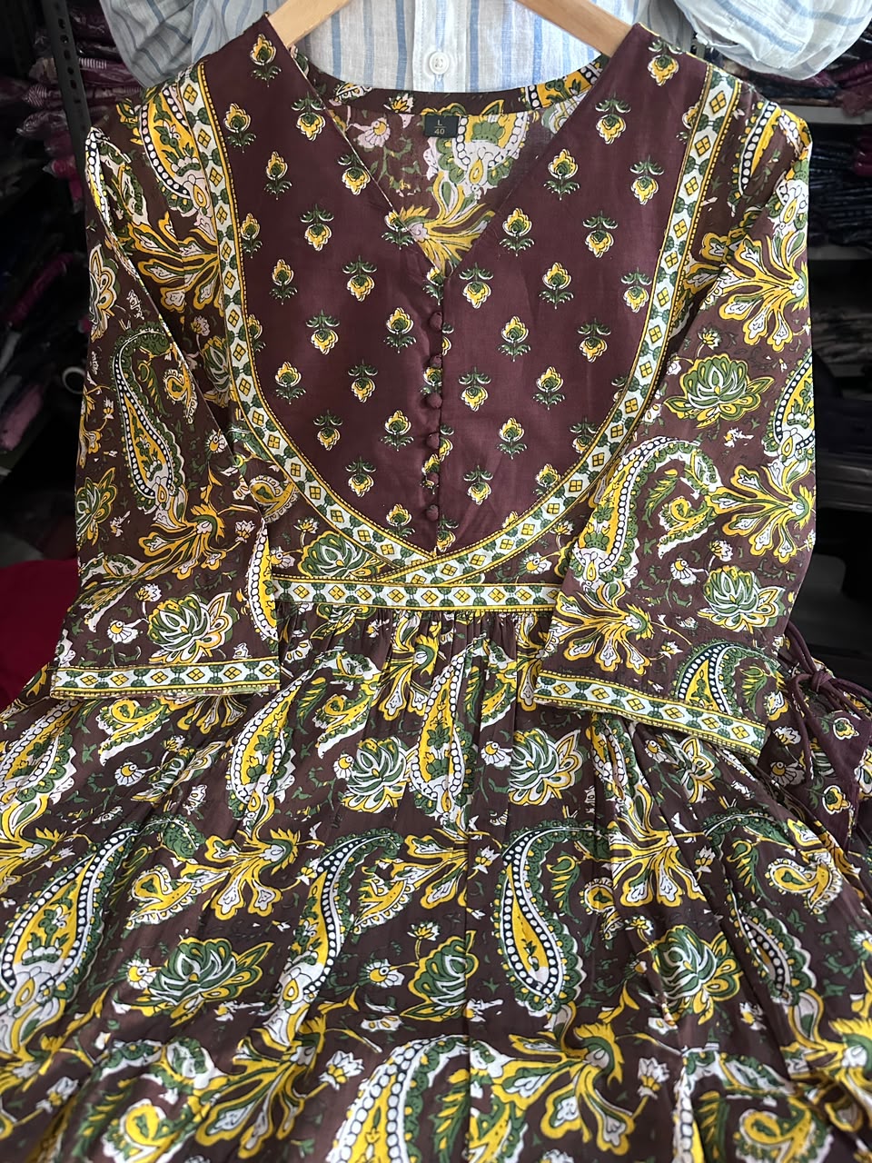 Kashish Rust Brown Paisley Print Anarkali Suit Set with Dupatta