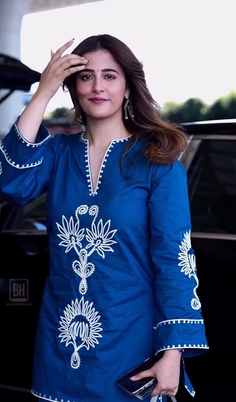 Royal Blue Floral Embroidered Co-ord Kurta Set