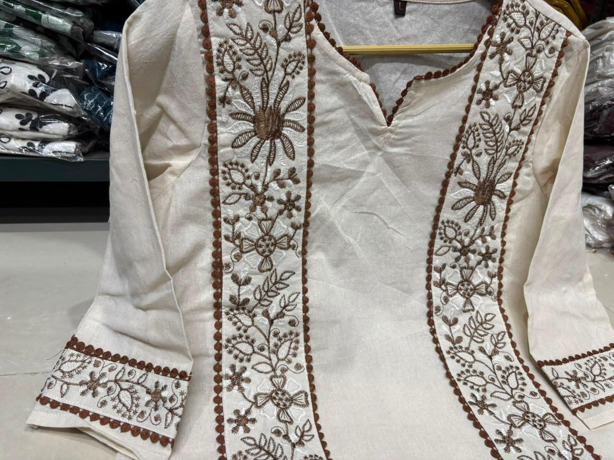 White Embroidered Kurta Palazzo Set