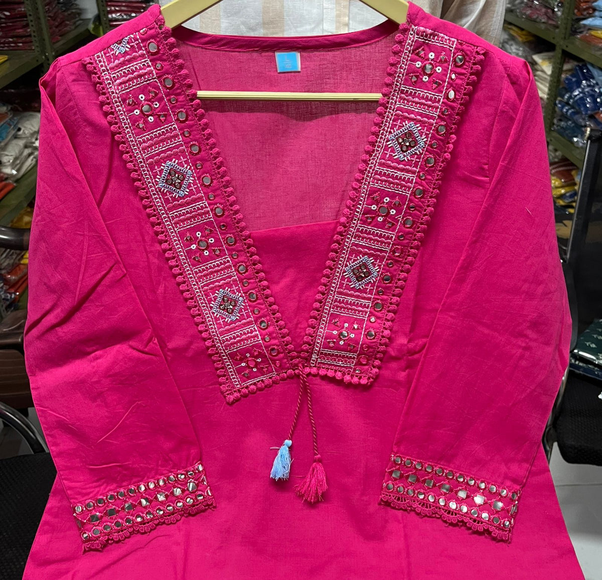 Mirror-Embroidered Kurta Pant Set with Dupatta