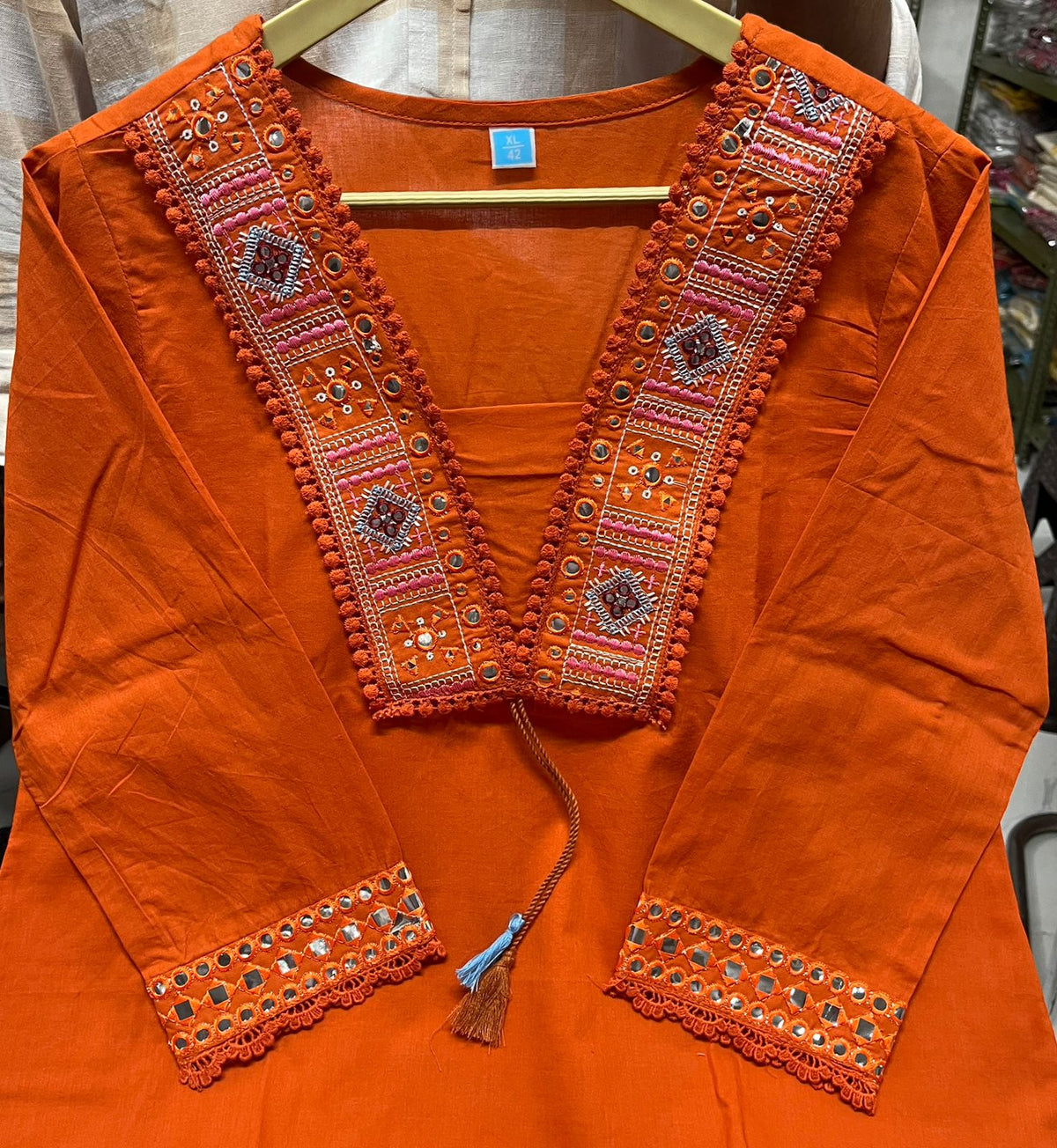 Mirror-Embroidered Kurta Pant Set with Dupatta